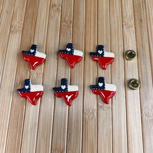 Vintage Bundle Of 6 Heart Texas Map Red White Blue Button Covers